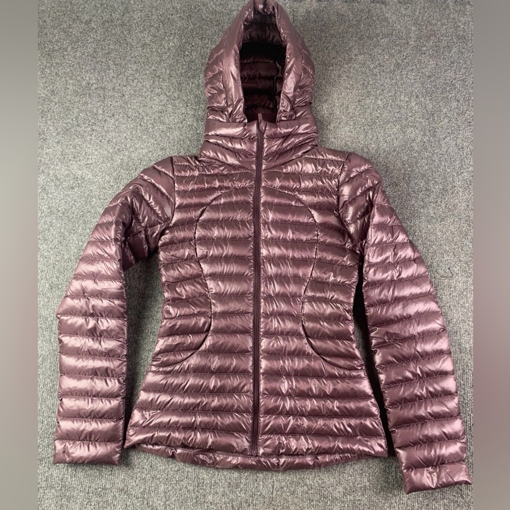 Lululemon Womens Full Zip Removable Hood Down Quilted Puffer Jacket Size 2